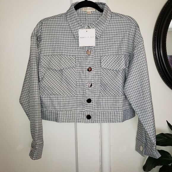 Honey Punch Crop Snap Front Jacket Top - Picture 1 of 7